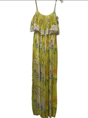 urban outfitters green floral wrap dress Urban Outfitters Bleeker Floral Sheer Sleeve Wrap Dress Size M~NEW